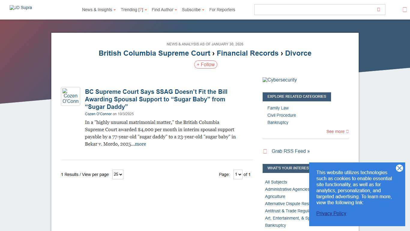British Columbia Supreme Court, Financial Records, Divorce JD Supra
